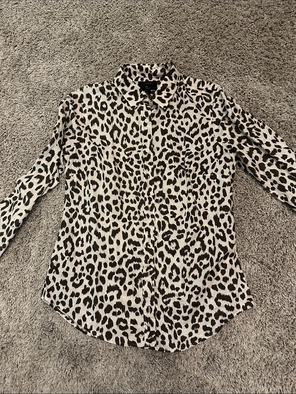 J. Crew Brown and Cream Leopard Print Blouse